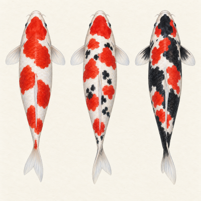 Kohaku, Sanke, Showa: Auf diese Muster kommt es an - Kohaku, Sanke und Showa erkennen | Dein Zooshop