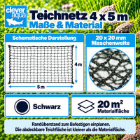 Clever Aqua Teichnetz 4 x 5 m schwarz, 20 x 20 mm Maschenweite