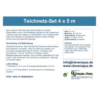 Clever Aqua Teichnetz 4 x 5 m schwarz, 20 x 20 mm Maschenweite, inkl. 10 Bodenanker