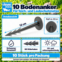 Clever Aqua 10 Bodenanker 12 cm für Teichnetz, schwarz